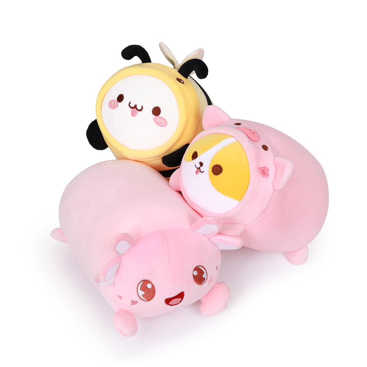 Photo 1 of AIXINI 8 inch Plush Toys Set 3pcs Stuffed Animals Packs Cute Cat Bee/Corgi Pig/Axolotl Plush, Super Soft Kawaii Plushies for Girls