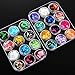 Tatuo 24 Pots Nail Glitter Nail Paillette Chip Ice Mylar Shell with 2 Pieces Plastic Boxes for Nail Art Decoration, 24 Colors