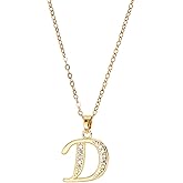 Kyazeo Gold Initial Necklaces for Women, 18K Gold Plated Dainty Letter Necklace with Cubic Zirconia