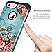 Lontect Compatible iPhone 6s Plus Case 6 Plus Case Floral 3 in 1 Heavy Duty Hybrid Armor High Impact Shockproof Protective Cover Case for Apple iPhone 6 Plus/6s Plus, Teal/Red Flower