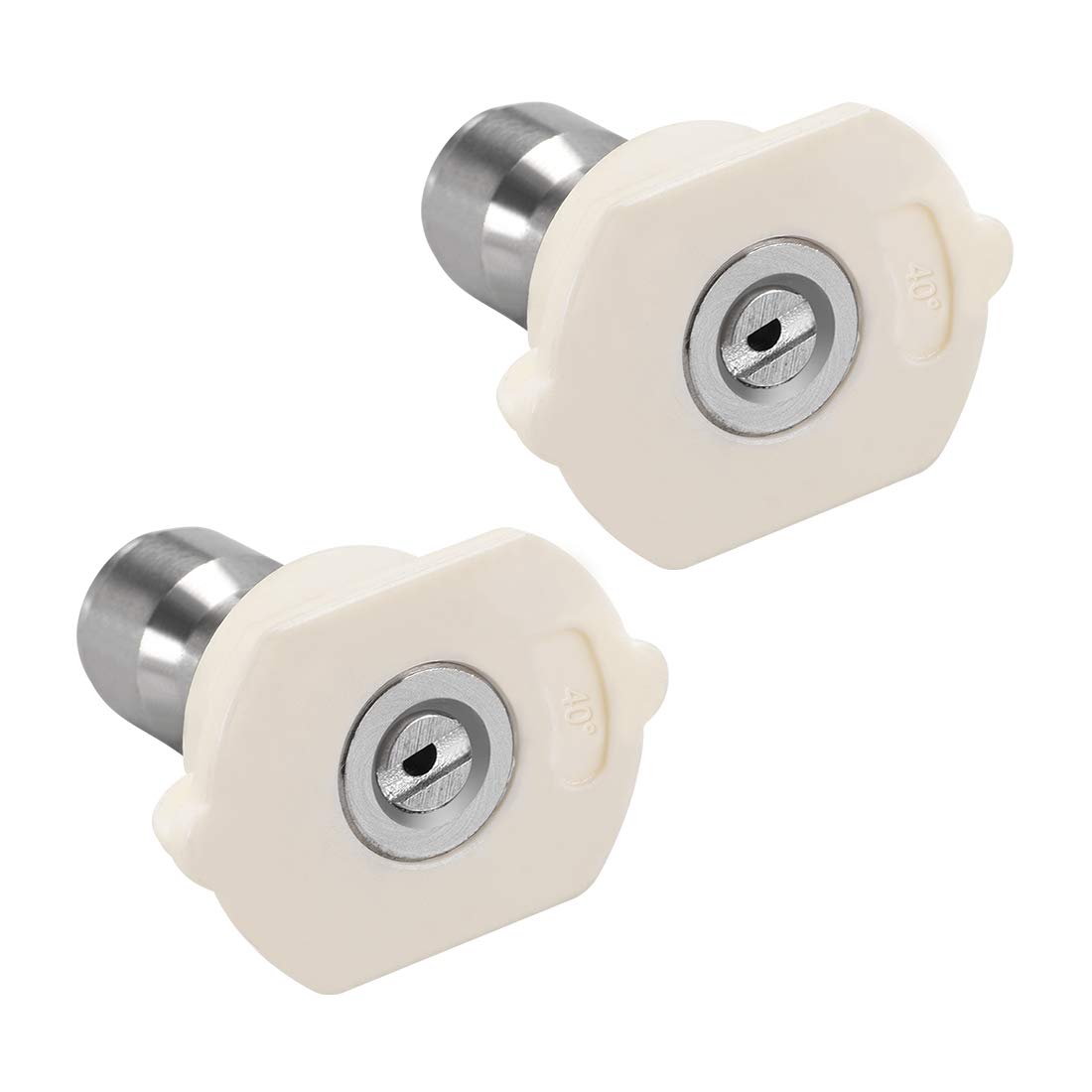 Photo 1 of uxcell Pressure Washer Spray Nozzle Tips, 1/4" Stainless Steel, 2 Pcs (40 Degree, 1.6mm Orifice Diameter)