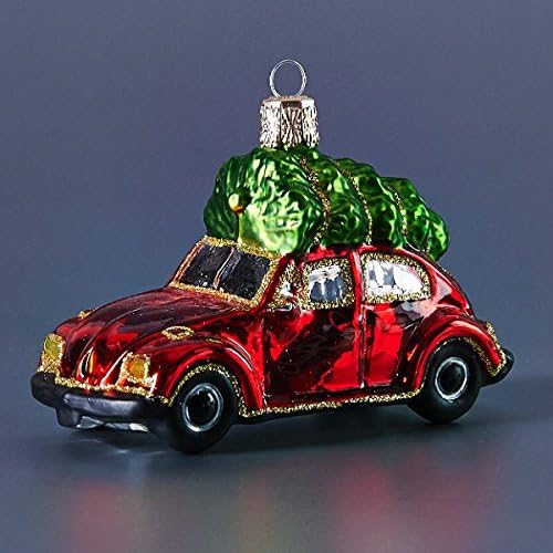Red vintage beetle Christmas ornament
