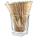 Coffee and Cocktail Stirrers, Reusable Plastic Drink Stirrer Sticks, 100 Ball Head Swizzle Sticks, Use as a Cocktail Garnish or Cake Pop Stick, and Restaurant Supplies, 6 inch (Glitter Gold)