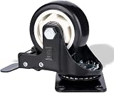 DSL 4x 75mm PU Heavy Duty Swivel Castor Wheels 2 Braked Trolley Furniture 400KG view 3