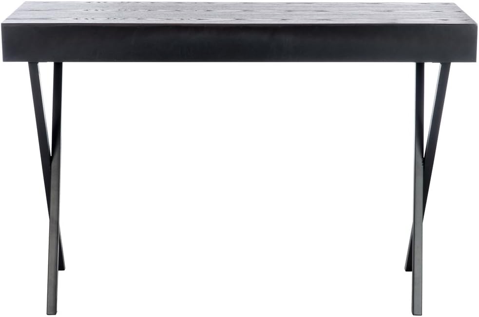 Zig Zag 2 Drawer Desk with Cross Legs Wooden Black 120x40x77 cm J-Line