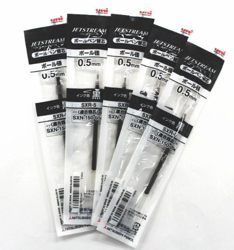 Uni-ball Jetstream Fine Point Roller Ball Pens Refills for Standard Pen Type -0.5mm-black Ink-value Set of 5