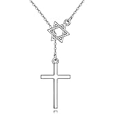 Y Cross Star Of David Necklace For Women Men Cross/Volleyball/Football/Faith/Basketball/Sobriety Sterling Silver Jewish Jewelry
