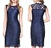 Stanzino Women's 2609NAVYS Sleeveless Lace Dress, Navy, S