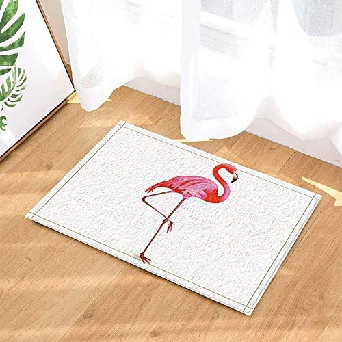 Birds Decor Beauty Flamingo Standing in White Bath Rugs Non-Slip Doormat Floor Entryways Outdoor Indoor Front Door Mat Kids Bath Mat 15.7x23.19in Bathroom Accessories