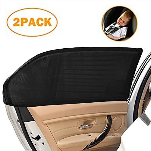 Flyox 2 Pack Universal Car Rear Window Sun Shade, Premium Breathable Mesh Sun Shield protect Baby And Family from Sun's Glare &amp; Harmful UV Rays, Fit For Cars, Trucks and SUV Ect.