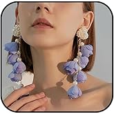 IQIC Long Flower Dangle Earrings for Women Pearl Flower Drop Earrings White Floral Tassel Statement Drop Dangle Earring for Women Bride Wedding Jewelry