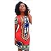 Womens Traditional African Print Dashiki Stretch Bodycon Dress 3XL Red