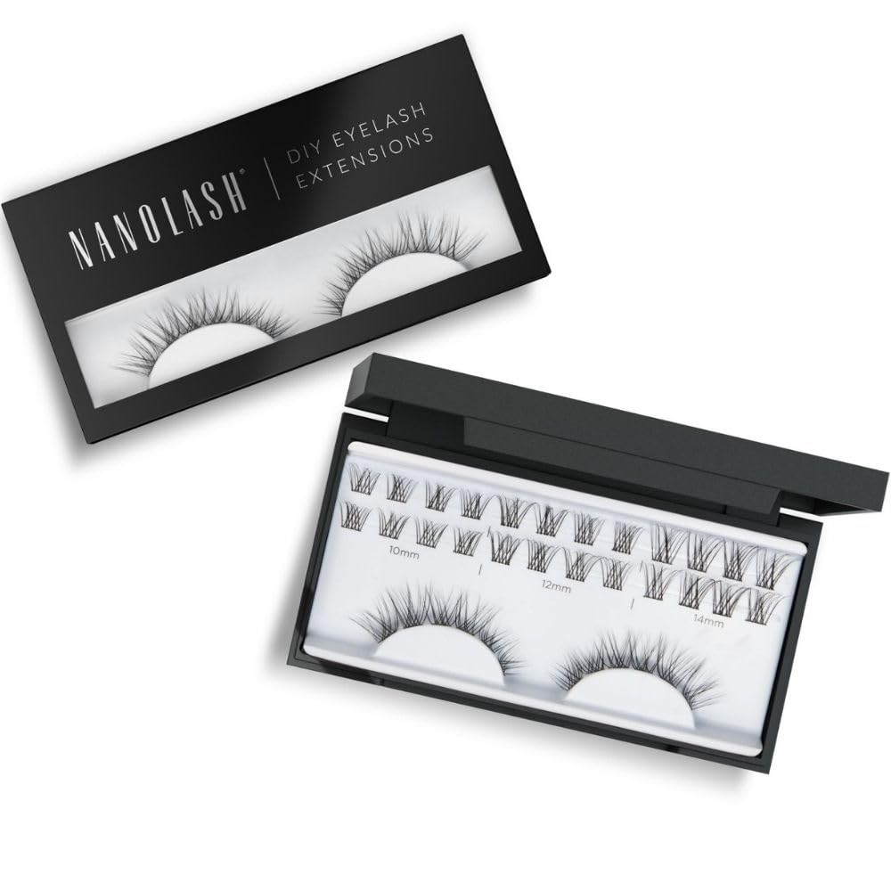 Nanolash DIY Eyelash Extensions 36 pcs - cluster lashes DIY, cluster false eyelashes for lash extensions at home, individual cluster lashes (Black, CLASSY)