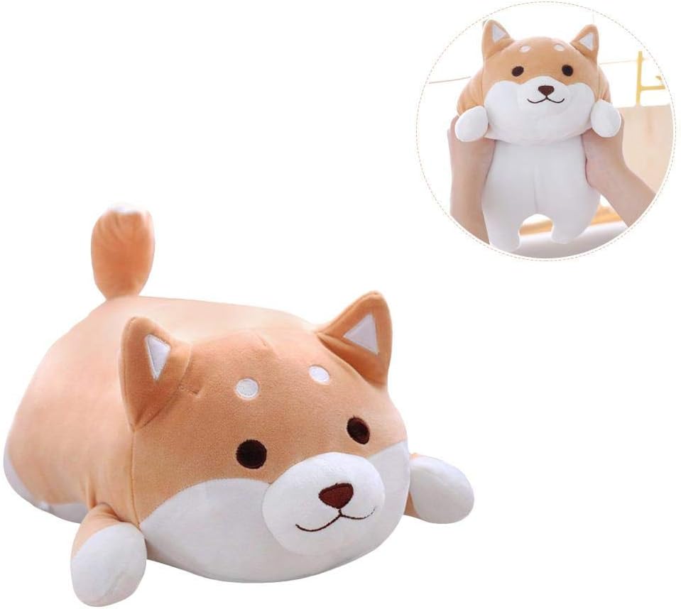 Sweetyhomes Dog Plush Doll Stuffed Cuddle Pillow 3D Animal Pet Throw Pillow Soft Bed Nursery Decoration Baby Play Toy Puppy Shape Sleeping Hugging Pillow Gift for Girl Boy