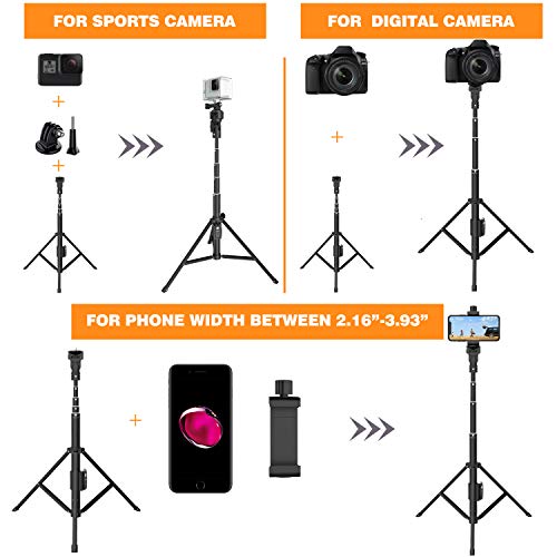 Selfie Stick Tripod, 52" Extendable Phone Camera Selfie Stick with Tripod Stand & Rechargeable Wireless Remote for iPhone Xs X 6 7 8/ Huawei/Samsung Galaxy S9 Note8/ Xiaomi/GoPro/Android Phones
