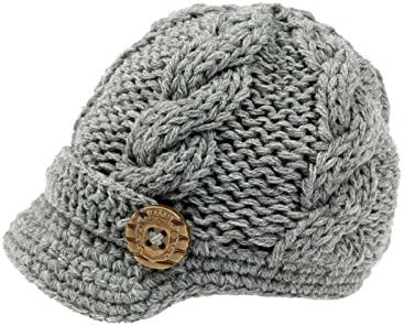 Bestknit Baby Boys Crochet Knit Newsboy cap Photography Brim Buttons Hat X-Large Grey