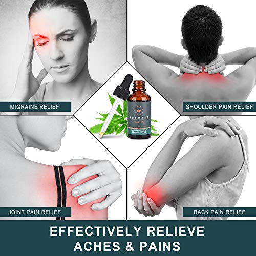(2-Pack) Hemp Oil for Pain & Anxiety Relief - 9000MG of Organic Hemp Extract - 100% Natural Hemp Drops, Rich in Vitamin & Omega, Helps with Sleep, Skin & Hair, Improve Health