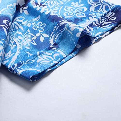 Simmashah Mens Hawaiian Shirt, Short Sleeves Button Down Beach Clothing, Unisex Summer Flamingos Casual Aloha Floral Shirts Paisley Blue S