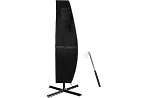 WRAKUS Patio Umbrella Cover Outdoor Waterproof, Simply Shade Outside Furniture Offset Cantilever Large Market Parasol Cover with Zipper Rod 420D Heavy Duty Oxford for 9 10 11ft Anti-UV Water Resistance Black