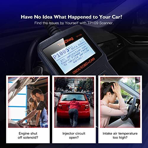 TopDiag Car Code Reader Engine Scan Tool Universal Automotive Diagnostic Tools TP-109 Auto Scanner Suitable for OBD2 Protocol/Standard 16-pin EOBD/CAN Vehicles