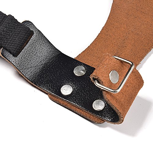 DⅡZONE FITNESS 2 holes Genuine Leather Anti-slip Strong Grip Gymnastics Hand Grips Fingers Palm Strap Sports Gloves with Wrist Support for Kettlebells,Crossfit,Weight lifting,Barbells,Chin Ups,Bar Mus - Thumbnail 4