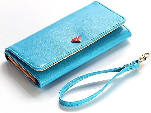 Cooper Cases(TM) Flirt Universal LG L20, L30, L35, L40 (D160)/Dual (D170) Smartphone Wallet Case in Turquoise Blue (Wrist Strap, Credit Card/ID Slots, Slip Pocket &amp; Zipper Coin Purse)