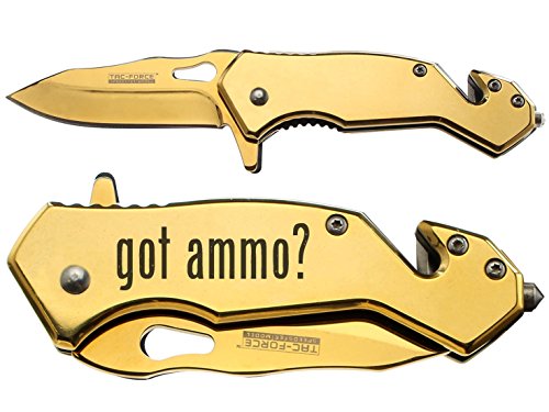 NDZ Performance Tac-Force 6.5" Tactical Rescue Folding Knife Glass Breaker Seat-Belt Cutter 903GD Compact Gold Got Ammo? Text