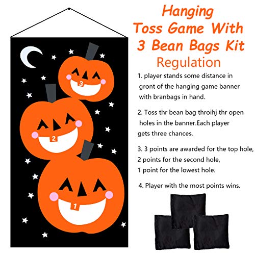 YOBAYE Halloween Toss Game Pumpkin Bean Bag Toss Games with 3pcs Bean Bags for Kids Party Halloween Decorations