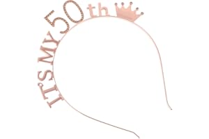 KALLORY Birthday Headpiece Party Crown Hairband Number Design for 50 Year Old Women Rose Gold