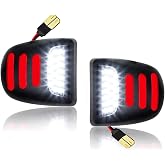 Bestview License Plate Lights for Chevy Silverado GMC Sierra, Red &amp; White | Tag Lights for Silverado/Sierra 1500 2500 3500, Suburban Tahoe Yukon XL Cadillac Escalade EXT, Blacking Housing 2PCS