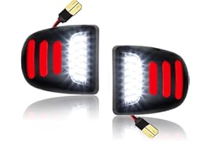 Bestview LED License Plate Light Tag Lamp Assembly - Tag Lights Led with Red OLED Neon Tube - Compatible with Chevy Silverado Suburban Tahoe GMC Sierra 1500 2500 3500 HD Escalade EXT, 2 Pieces