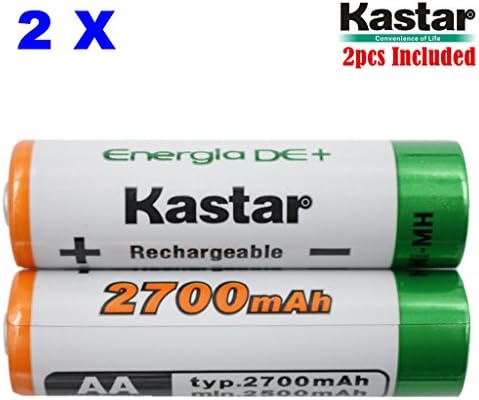 KastarAA (2-Pack) Ni-MH 2700mAh Super High-Capacity Rechargeable Batteries Pre-Charged.