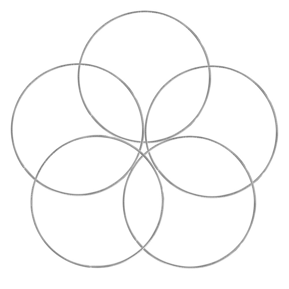 Craft County - 5 Pack Silver Metal Hoops (5 inch) for Dreamcatcher, Macramé, and Crafts