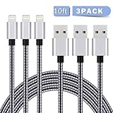 iPhone Charger, Lightning Cable 3Pack 10FT Long Nylon Braided Fast Charging USB Cable Cord Compatible with iPhone X 8 8Plus 7 7Plus 6s 6sPlus 6 6Plus SE 5 5s 5c iPad iPod and More