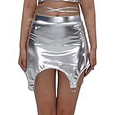 LIUWANCN Women's Sexy Metallic Short Skirt High Waist Shiny Holographic Bodycon Night Party Mini Skirt