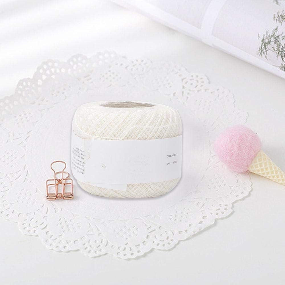 Crochet Yarn Colourful Glitter Cotton Crochet Thread Popular Lace Line Cotton Hand Crocheted Summer Silk Light Thin Line with a Crochet for Hand Embroidery(6602 Rice White) - Image 4