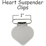 25 - Heart Shaped 1" Metal Suspender Clips - w/ Rectangle Inserts