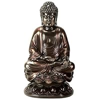 YTC 10 Inch Cold Cast Bronze Colored Resin Buddha on Lotus Statue