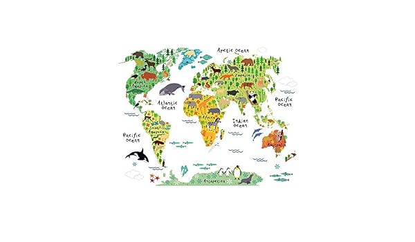Treof Life - Adhesivo Decorativo para Pared, diseño de Mapa del ...