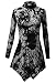 DJT Womens Turtleneck Long Sleeve Flared Hankerchief Hem Tunic Medium Tie Dye Black