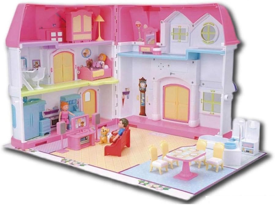 pink plastic dollhouse