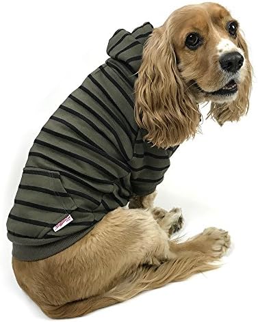 Milltown Dog Hoodie, olive w/ black stripe (Large)