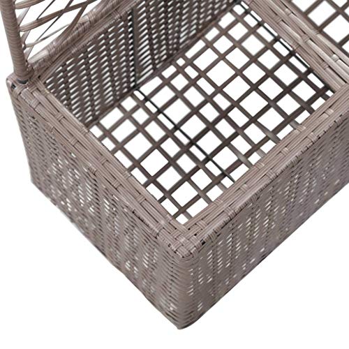 Vigleco Hochbeet mit Rankgitter 2 Töpfe 58×30×107cm Poly Rattan Braun – Bild 7