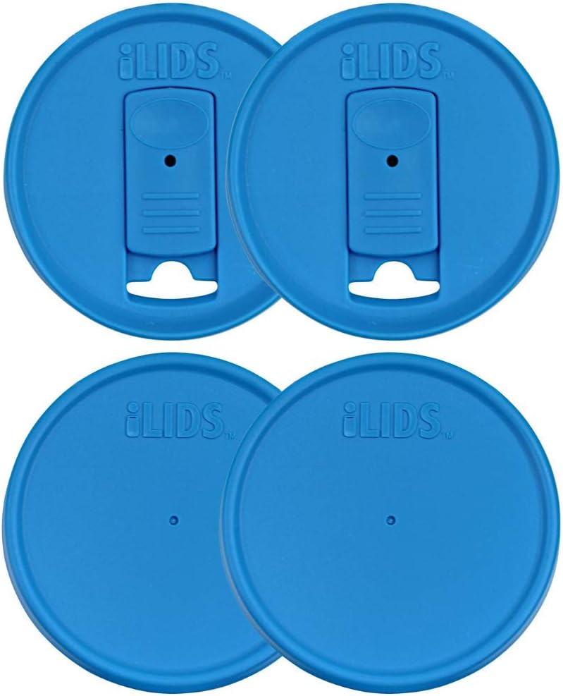 iLIDS Mason Jar Drink and Storage Lids, Regular Mouth, Sky Blue, Pack of 4