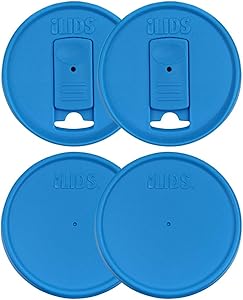 iLIDS Mason Jar Drink and Storage Lids, Regular Mouth, Sky Blue, Pack of 4