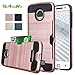 Moto Z Droid Case, AnoKe [Credit Card Slots Holder][Wallet] Silicone Rubber Hybrid Armor Shockproof Protective Holster Cover Case For Motorola Moto Z / Moto Z Droid Edition - KLS Rose Gold