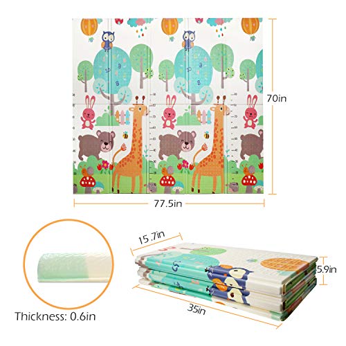 Bammax Play Mat, Folding Mat Baby Crawling Mat Kids Playmat Waterproof Non Toxic for Babies, Infants, Toddlers - Thumbnail 6