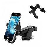 Car Phone Mount,Wuedozue 2 in 1 Universal Windshield Dashboard [360 Rotating+Adjustable Distance] Air Vent Car Mobile Phone Holder with Sucker for iPhone X/8/7/Samsung Galaxy S8 and More (Black)