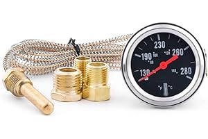 Kikolufy 2" 52MM Mechanical 12V Water Temp Gauge Water Temperature Gauge Car Meter with Sensor Mechanical Water Temperature G