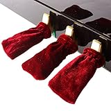 Andoer 3pcs Piano Sustain Pedal Cover Pleuche Universal Red